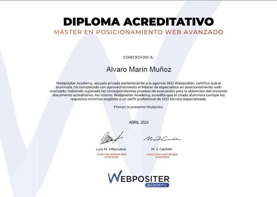 Certificado Webpositer